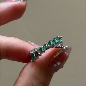Dainty Adjustable Emerald Sterling Silver Ring